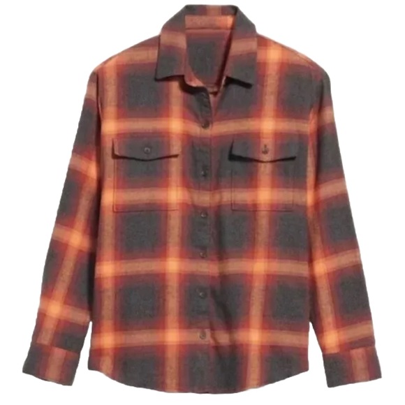 Old Navy Taylor Swift Evermore Women's Boyfriend Shirt Flannel Size M Orange - Picture 3 of 9